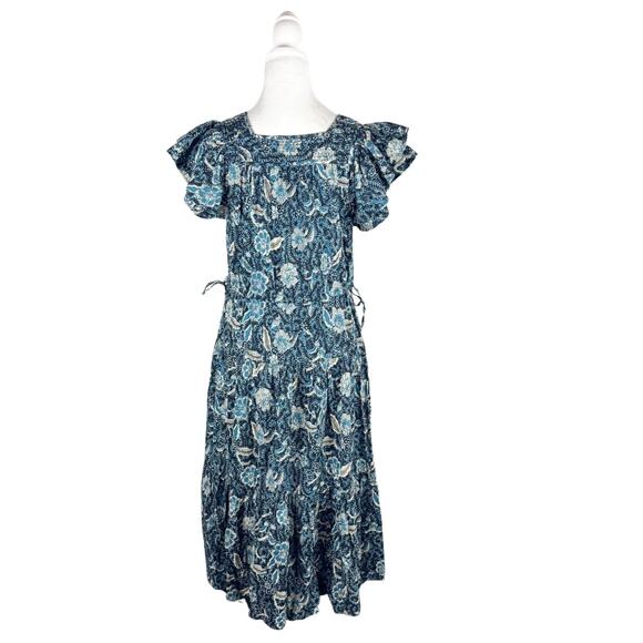 Ulla Johnson Zuma Cotton Midi Dress 2 Blue - Picture 6 of 11